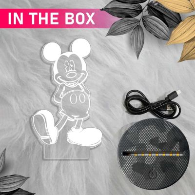 3D Illusion Cute Cartoon Mickey Mouse Night Lamp with Automatic Color Changing Light  Kids Room Decor Light  Birthday Gift for Kids